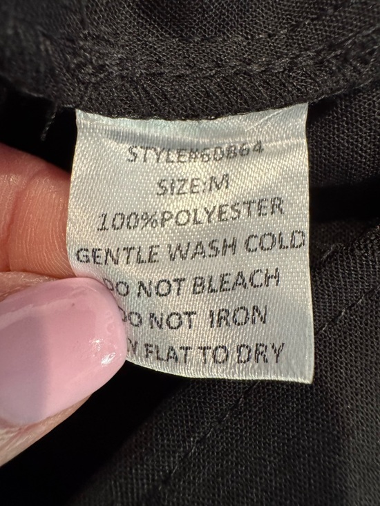 Textured Black Long-Sleeve V-Neck Babydoll Dress - Picture 7 of 7